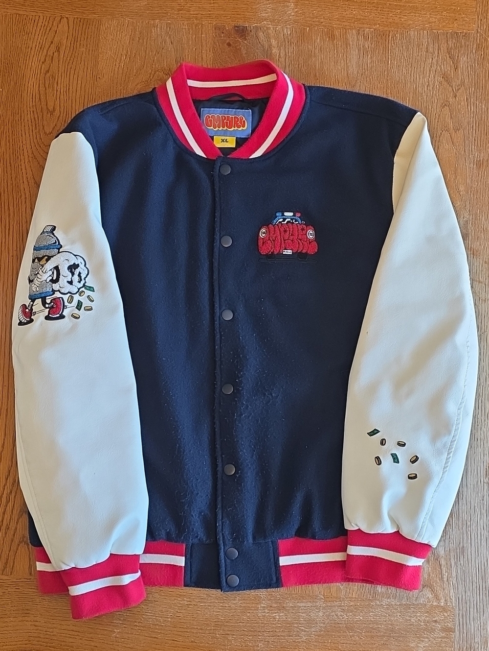 Empyre Brick Navy & White Varsity Graffiti Jacket Size XL